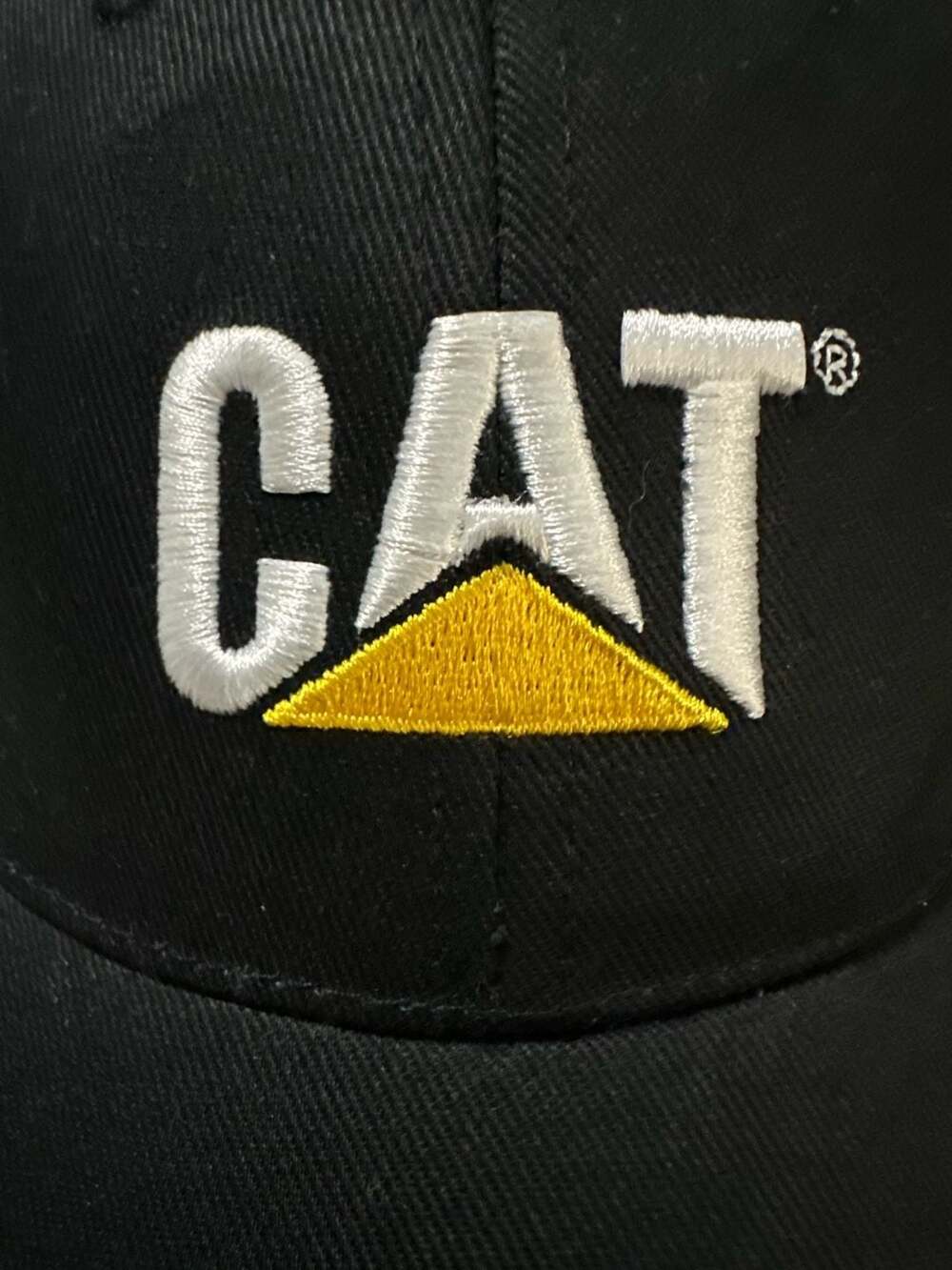 Caterpillar CAT Logo Embroidered Black Adjustable Strapback Baseball Cap - Picture 6 of 6